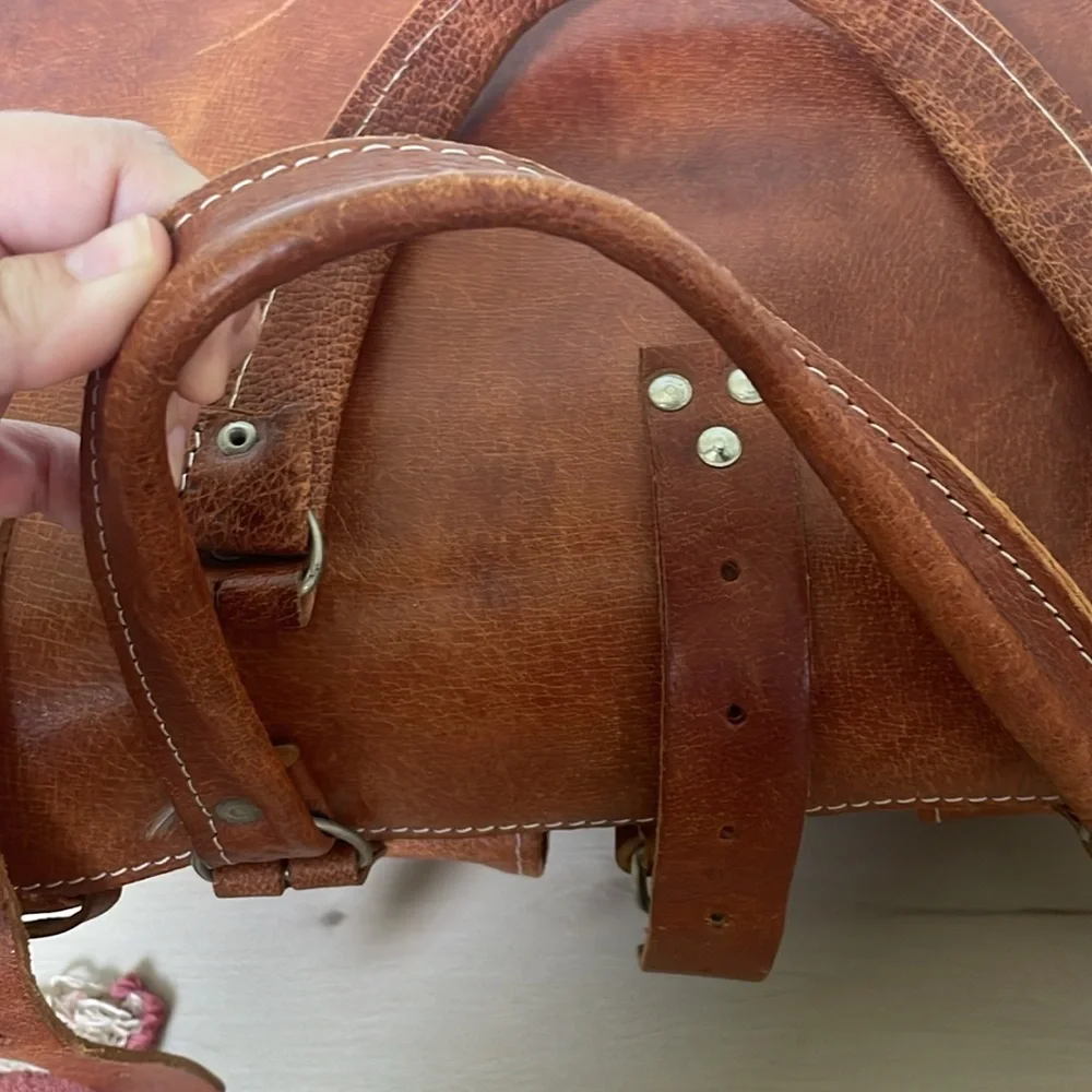 Vintage genuine Leather weekender travel bag
